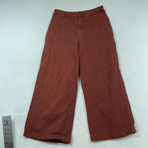Universal Thread Highest Rise Wide Leg Cropped Jeans Size 8 29 Rust Red Baggy